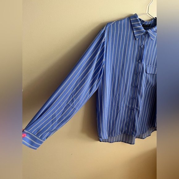 Anthropologie Pleione Striped Long Sleeve Utility  Blouse - Picture 7 of 11